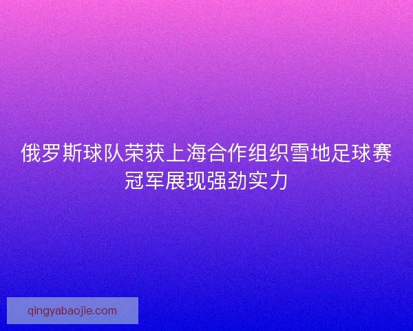 俄罗斯球队荣获上海合作组织雪地足球赛冠军展现强劲实力