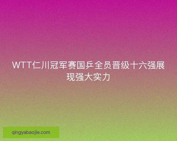 WTT仁川冠军赛国乒全员晋级十六强展现强大实力
