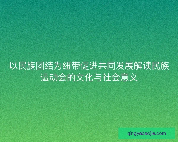 以民族团结为纽带促进共同发展解读民族运动会的文化与社会意义