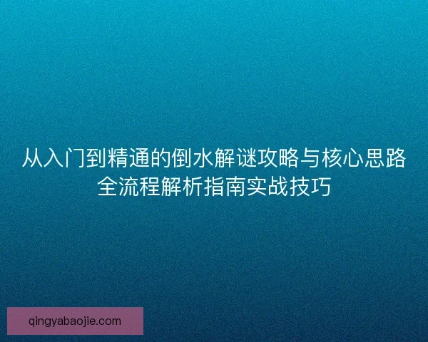 从入门到精通的倒水解谜攻略与核心思路全流程解析指南实战技巧