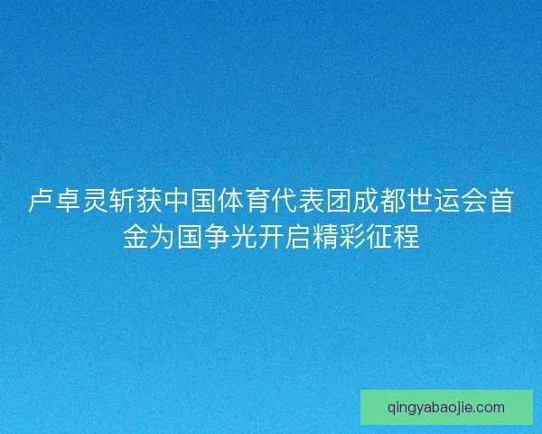 卢卓灵斩获中国体育代表团成都世运会首金为国争光开启精彩征程